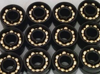 Set of 16 608B inline Roller Skate Black Open Bearings with Bronze Cage 8x22x7mm - VXB Ball Bearings