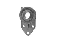 Front view of a 1-1/4 in Set-Screw Mounted Bearing with Stainless Insert, RF Double-Lip Seal, Nickel-Plated Cast Iron Housing, 3-Bolt Flange, Sealed Ball Bearing, 1 Each