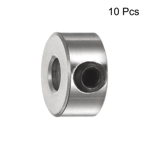 10pcs Set Screw Collars 3.05mm Bore Shaft Collars, 8mm OD, 4mm Width, nickel-plated, front view