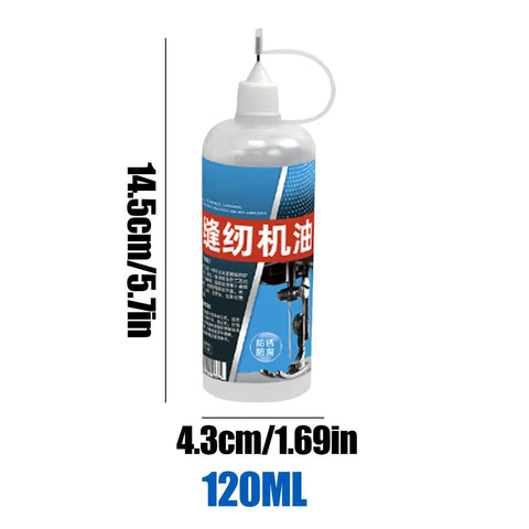 120ml bottle of Sewing Machine Oil And High Temperature Lubricant For Precision Machines with size dimensions