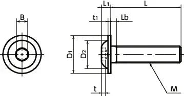 SFB-M4-8-EL NBK Electroless Nickel plating Socket Button Head Cap Screws - Flange Made in Japan Pack of 20