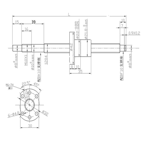 Technical diagram of 1Pcs SFU1204-400MM Ball Screw with Metal Deflector Ball Screw Nut, BF10/BK10 kit for CNC axis motion
