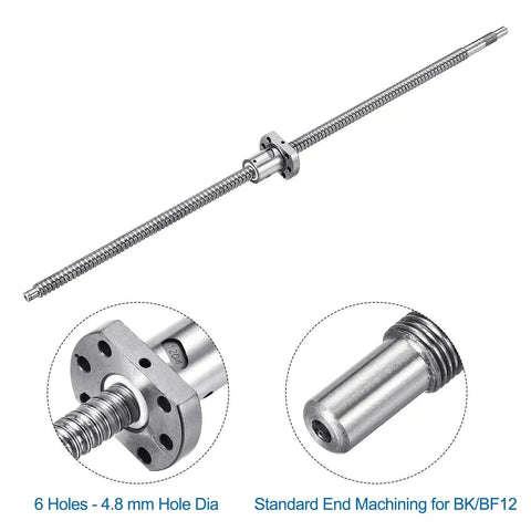 SFU1204 Ball Screw Assembly 12mm Diameter 4mm Lead 550mm Length With Ball Nut Anti Backlash Kit and standard end machining