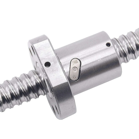 250mm SFU1605 Ball Screw CNC Assembly with metal nut, showing 16mm diameter and 5mm pitch for precise CNC machining and industrial use