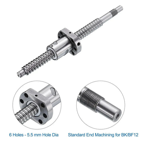 SFU1605 Ball Screw 16mm Diameter, 5mm Lead, 220mm Length With Ball Screw Nut Anti Backlash Kit for BK BF12 CNC Machines