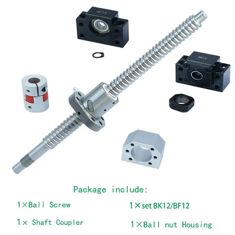 SFU1605 300mm Ball Screw Kit with 16mm Diameter Lead 5mm Ground Screw and Preloaded Anti Backlash Nut, BK12/BF12 Supports, and Shaft Coupler.