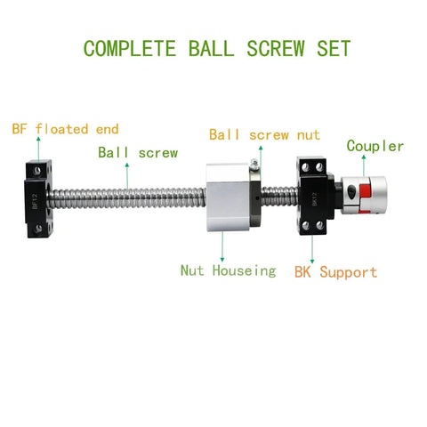 SFU1605 300mm Ball Screw Kit With 16mm Diameter Lead 5mm Ground Screw And Preloaded Anti Backlash Nut diagram