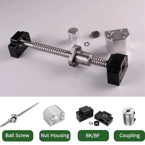 SFU1605 Ball Screw Kit 550mm For CNC Machines 16mm Diameter Lead 5mm Includes Ball Screws BK And BF End Supports Ball Nut Housing