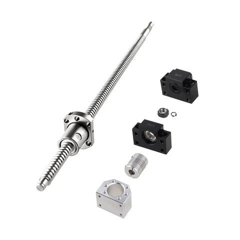 SFU1605 Ball Screw Kit 550mm for CNC machines with ball screws, end supports, ball nut housing, shaft coupler shown separately
