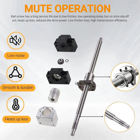 SFU1605 450mm Ball Screw Kit With Nut Housing Bracket And End Supports BK BF10 for CNC milling showing components and benefits