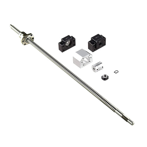 SFU1605 Ball Screw Set 1000mm with Metal Ball Nut, BK BF12 End Supports, Coupler, 16mm Diameter, 5mm Lead, High Precision CF54 Steel