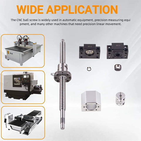 Wide application of SFU1605 Ball Screw Set 1000mm with Metal Ball Nut and BK BF12 End Supports in CNC machines and automation systems