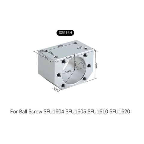 Nut housing for SFU1605 1000mm Linear Ball Screw Kit with detailed dimensions for CNC precision motion
