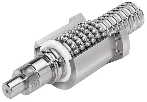 Close-up of SFU4010 Ball Screw Assembly Kit with Nut End Supports BK BF30 Coupler, 40mm diameter, precision rolled thread for CNC machines.