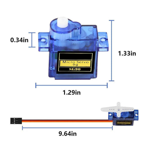Dimensions of 2Pcs SG90 Micro Servo Motor 180 Degree SG90 9G Gear Motor Control for Arduino Raspberry Pi RC projects