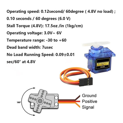 2Pcs SG90 Micro Servo Motor 180 Degree SG90 9G Gear Motor Control for Arduino Raspberry Pi RC Car Toy Robot Helicopter