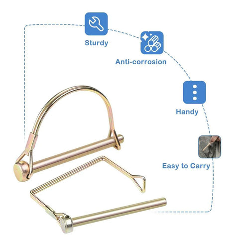 20 Piece Shaft Locking Pins Set One Quarter Inch Diameter Two And One Half Inch Length Square and Arch Safety Pins