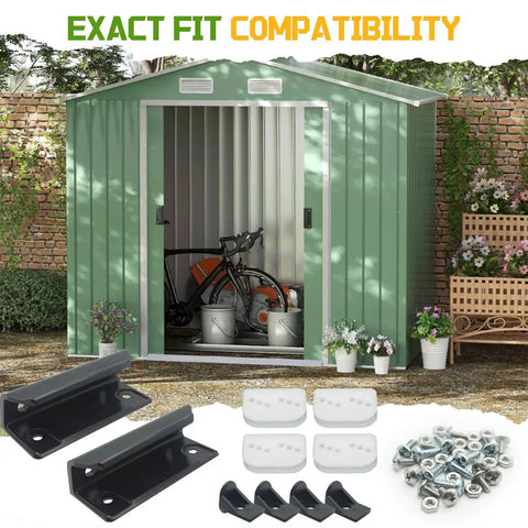 Door Tune Up Kit For Arrow DK100 A Sliding Shed Doors Replacement Parts In Black includes handles, guides, slides, screws.