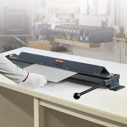 Box and Pan Brake 48 Inch Sheet Metal Bender for 0 to 130 Degree Bends with 0.31 Inch Blade in workshop setting