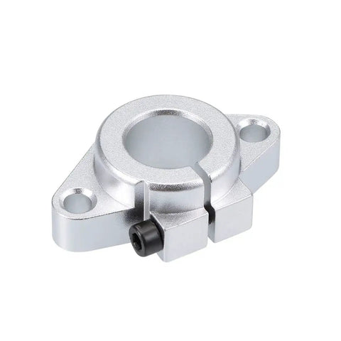 Close-up of Beefy 16mm Shaft Support SHF16 flange mount for CNC machines and 3D printers, aluminum alloy with mounting holes visible
