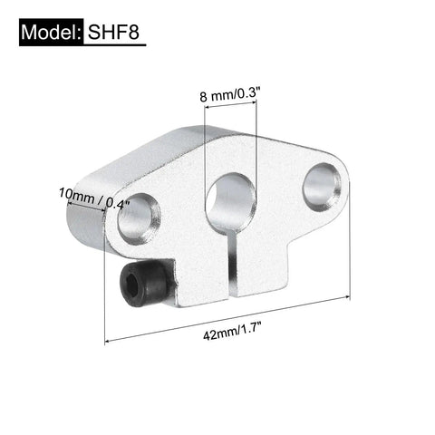 4 Pieces SHF8 Aluminum Linear Rod Rail Shaft Support Clamps for 8mm Diameter Shaft with Wrench Included, side view with dimensions.