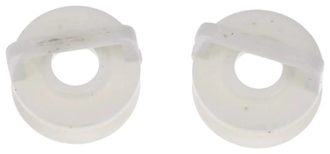 Shift Cable Bushing Kit For Cadillac Chevrolet And GMC Models OE Fix Direct Replacement To Restore Smooth Shifting And Precise Gear Feel Without The Guesswork With Easy Install For A Wide Range Of Years And Vehicles Dorman 14092 close-up view of two white bushings.