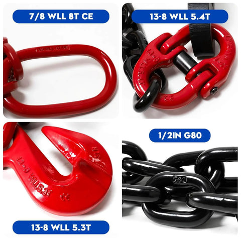 Container Loading Chain Hooks shipping container loading chain with G80 Bridle Hooks...