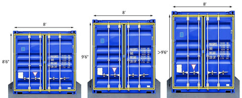 Shipping container door seal gasket kit, left-hand 8 ft 6 in side, rubber seals on a blue container with a yellow frame.