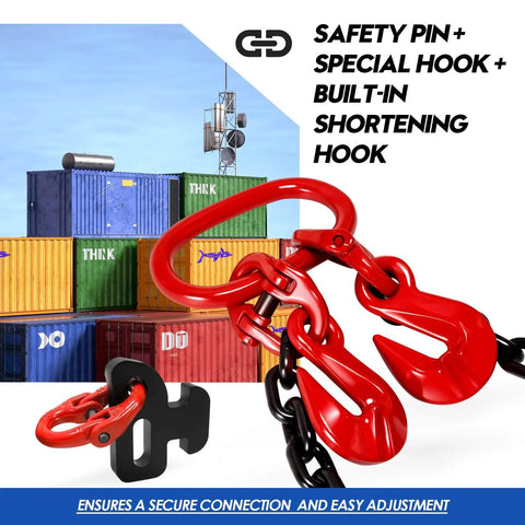 Container Loading Chain Hooks shipping container loading chain with G80 Bridle Hooks...