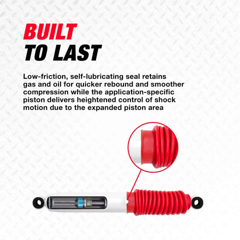 RS5000X RS55241 Suspension Shock Absorber For 1997-2006 Jeep Wrangler TJ, detailed view of expanded piston and red seal