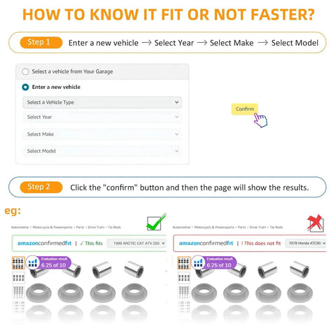Instructions for checking fit of Shock Bushing Kit 16 Pcs And Bearing Sleeve Kit 8 Pcs For Arctic Cat ATV models.