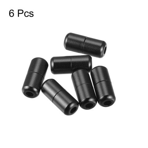 Shoelace Locks Buckle, 8 x 18mm Aluminum Elastic No Tie Shoe lace Turnbuckle, Glossy Black 6 Pcs, scattered on white background