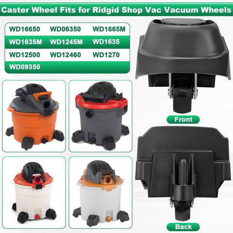 Foot Caster And Caster Wheel Replacement Set For Ridgid Shop Vac Vacuum Cleaners 6 To 16 Gallon Fits WD16650 WD06350 display