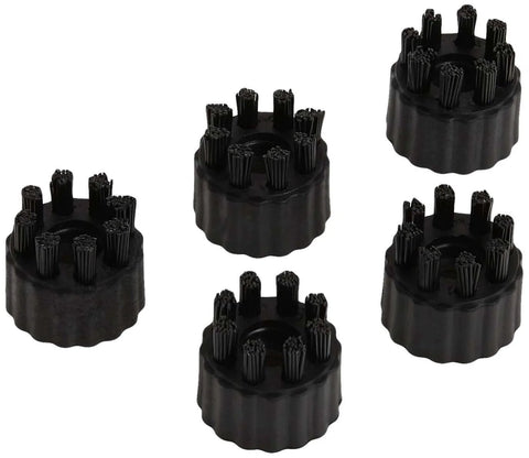 Five McCulloch A275-002 Short Nylon Brush heads, designed for tough stains and MC1275 compatibility, ideal for hard surfaces and grout lines.