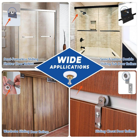 27mm Shower Door Rollers Replacement Set with 304 stainless steel runners used in various sliding door applications