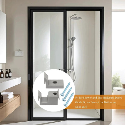 Shower Door Bumpers For Glass And Sliding Shower Doors Guide Bumper Set 3 Pcs Durable Plastic Protects Bathroom Doors with screws.