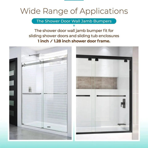 Shower Door Bumpers For Glass Sliding Doors With Screws 2 Pack Wall Jamb Stopper Fits 1 Inch And 1.28 Inch Frames