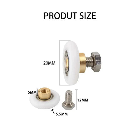 Four Pcs 19mm Shower Door Rollers Replacement Runners Wheels For Universal Glass Sliding Doors Bathroom Shower Enclosure Durable High Quality Construction For Smooth Operation And Easy Installation side view showing dimensions and components.