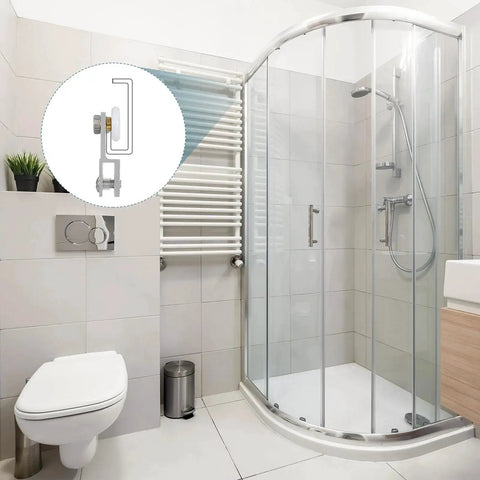 Frameless Sliding Shower Door Roller Replacement Set With Aluminum Alloy Flat Edge Wheels 26mm Diameter