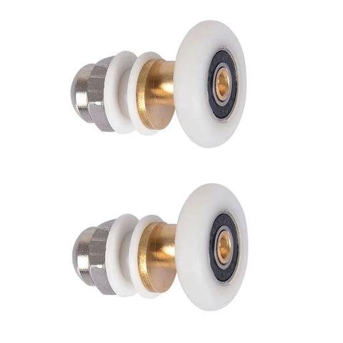 25mm Shower Door Rollers Ultra-Quiet Replacement Wheels with copper shaft, stainless steel and nylon build, side view