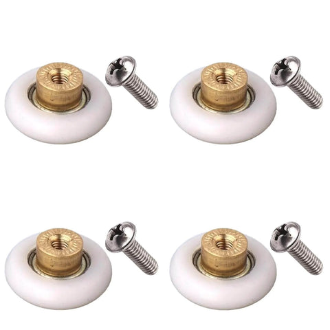 25mm Shower Door Rollers Replacement Runners 4PCS Sliding Wheels Set with Nylon Wheels Brass Core and Screws
