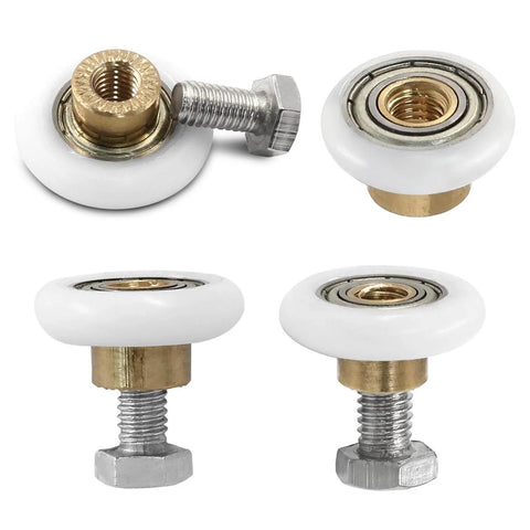 25mm Shower Door Rollers 4PCS Replacement Set for Bathroom Glass Sliding Doors with Smooth Quiet Runners Copper Stainless Steel and Plastic Wheels Easy Install with Screws