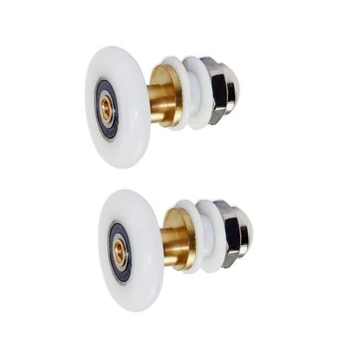25mm Shower Door Rollers Ultra-Quiet Replacement Wheels 4PCS Set, copper shaft, stainless steel, nylon build, front view