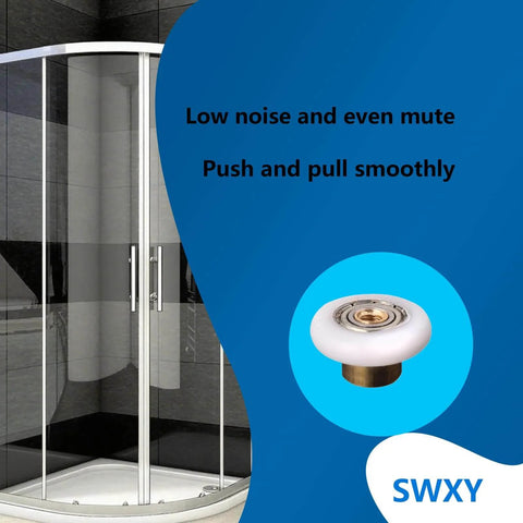 25mm Shower Door Rollers Replacement Runners 4PCS Sliding Wheels with brass core and nylon wheels for bathroom glass doors.