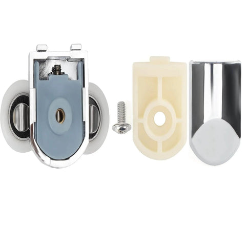 Shower Door Rollers Replacement Set with 23mm Zinc Alloy Wheels, anti collision block & screws for curved glass shower doors