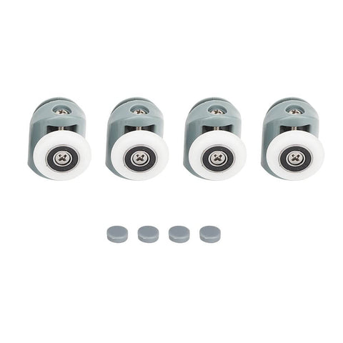 Upper Shower Door Rollers Set of 4 Single Wheel Runners for Sliding Glass Doors Designed for 5mm and 6mm Glass with Stainless Steel Nylon Construction