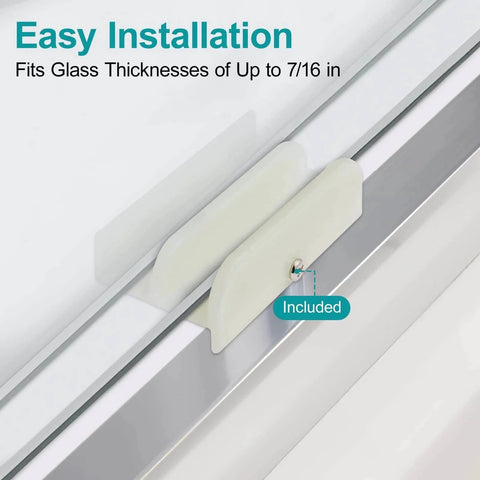 Sliding Shower Door Bottom Track (Top-Hung Shower Door Track) installation for 7/16-inch glass, close-up of plastic component