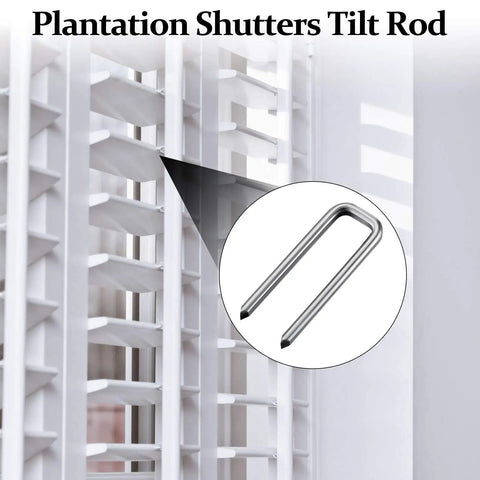 Close-up of 40 Piece Plantation Shutter Repair Kit With Replacement Louvers Staples For Window Blinds Tilt Rods Operable Silver