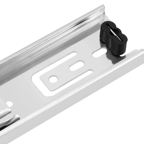 Close-up of a 6 Inch Full Extension Drawer Slides With Quiet Operation 3 Section Ball Bearing Side Mounted Heavy Duty unit, silver color.