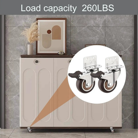 4 Pack 2 Inch Side Mount Rubber Casters With Brakes Ball Bearing 360 Degree Swivel Plate Casters For Furniture with Cabinet